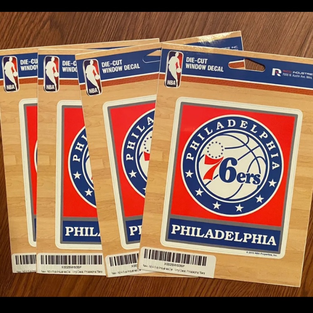 (4) NBA Philadelphia 76ers Vinyl Decals